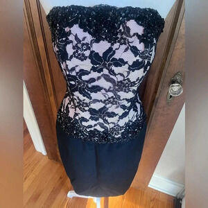 Lian Carlo Nude and Lace Strapless Dress Women Size 10